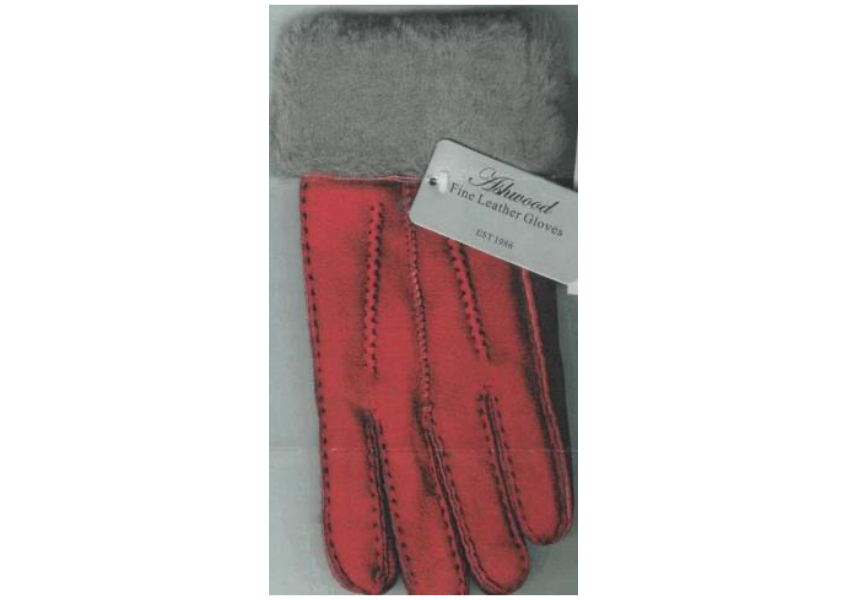Damskie czerwone skórzane rękawiczki marki Ashwood Numer stylu: 071858
